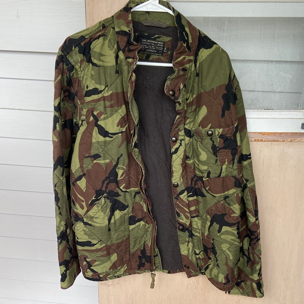 J. Crew Green and Brown Camouflage Field Jacket